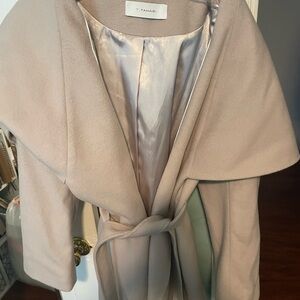 T Tahari Beige Satin-Lined Coat